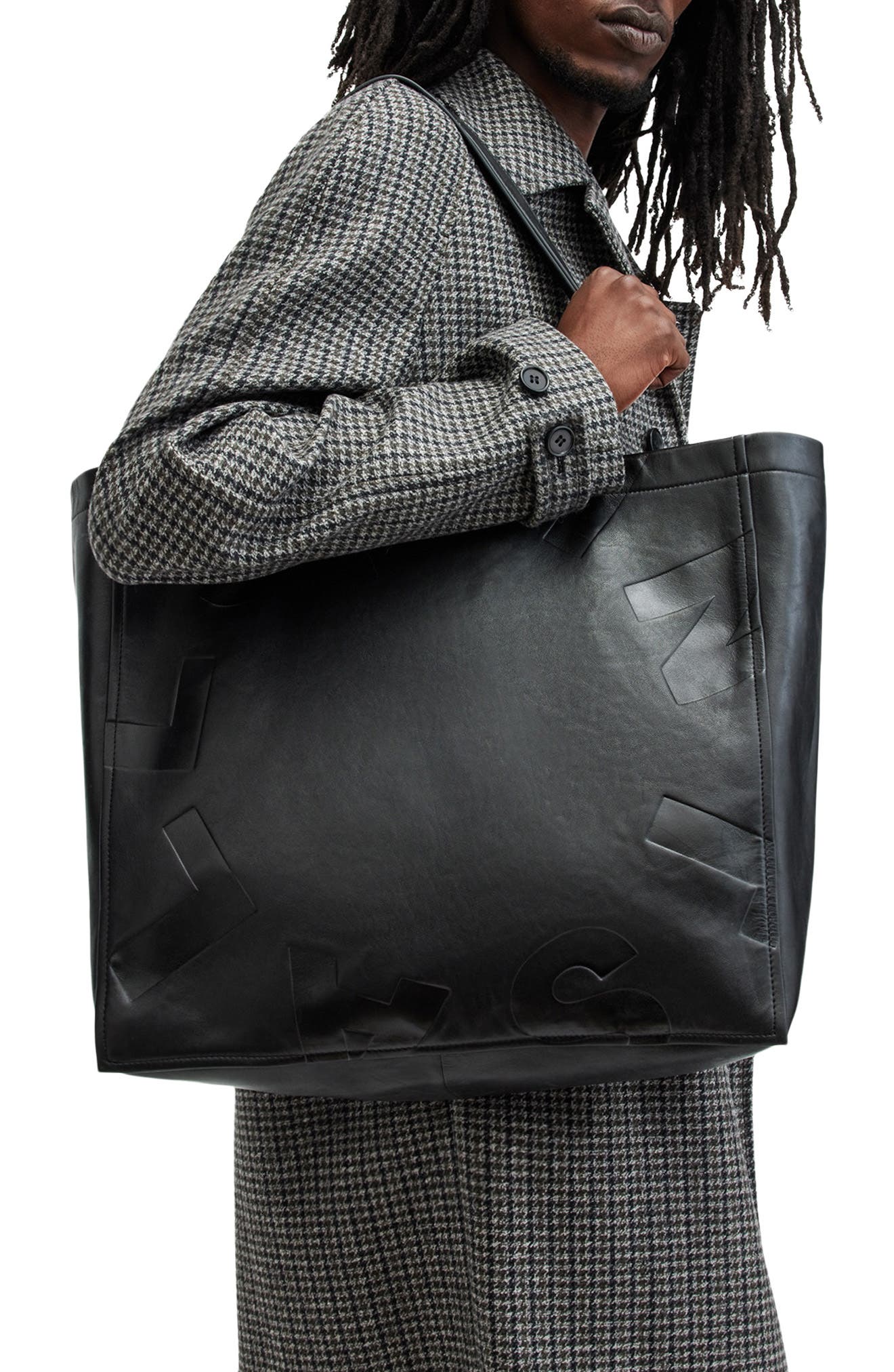 AllSaints Large Tierra Leather Tote, Alternate, color, 