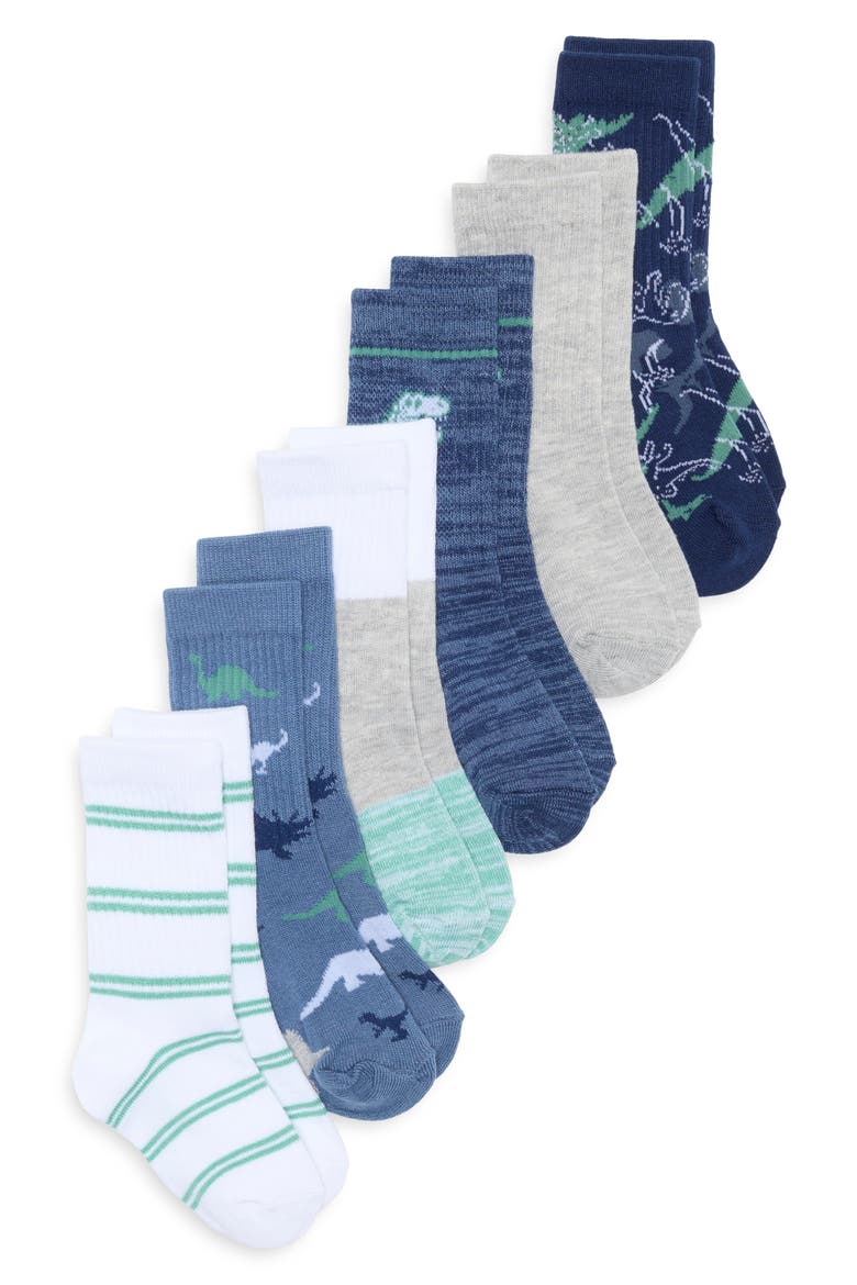 Kids' Assorted 6-Pack Novelty Crew Socks, Main, color, NAVY DENIM DINO PACK