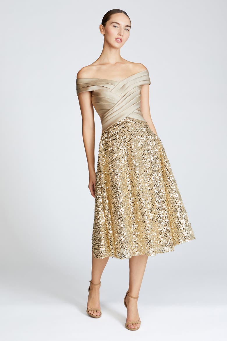 Brandy Sequin Cocktail Dress, Alternate, color, Champagne
