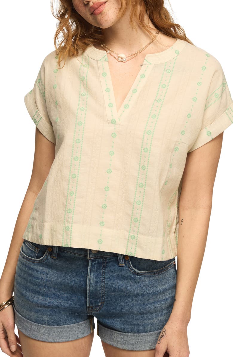 Lucky Brand Floral Stripe Woven Shirt, Main, color, Cream