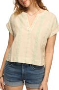 Lucky Brand Floral Stripe Woven Shirt