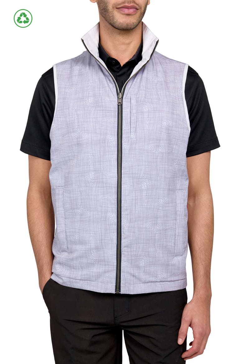 Regular Fit Wavy Print Recycled Performance Reversible Vest, Alternate, color, GREY