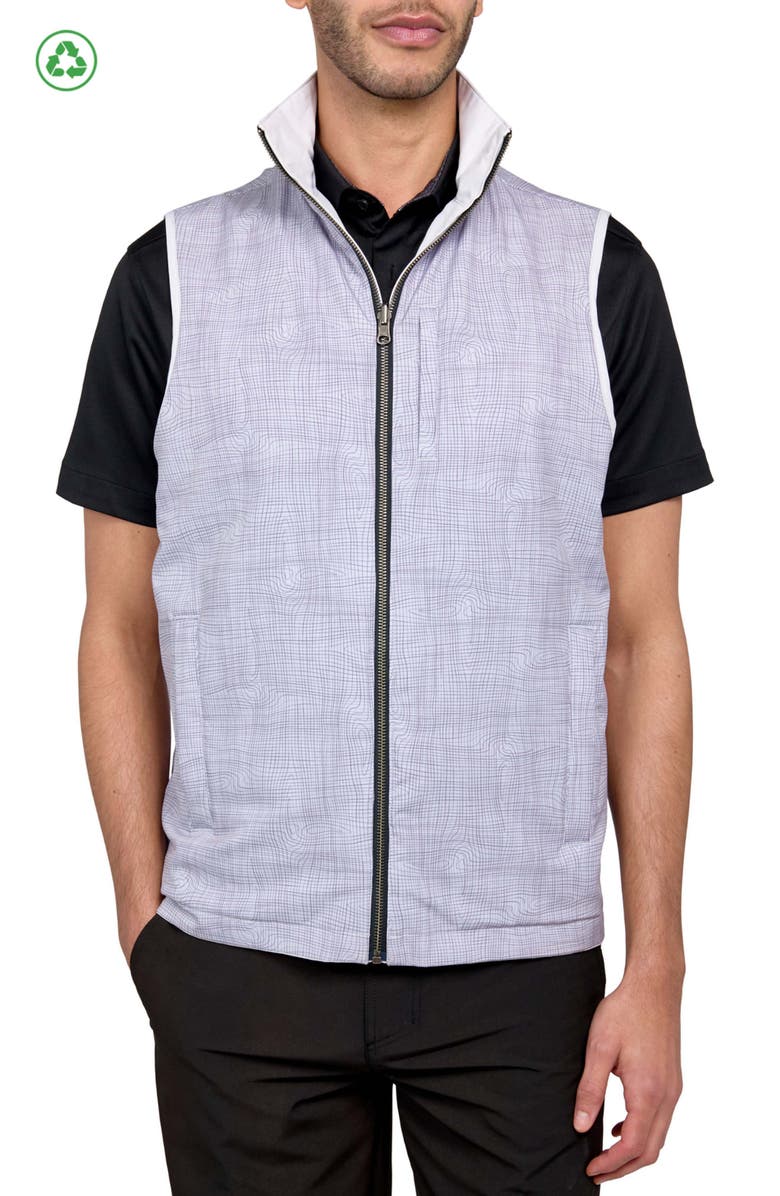 CONSTRUCT Regular Fit Wavy Print Recycled Performance Reversible Vest, Alternate, color, Grey