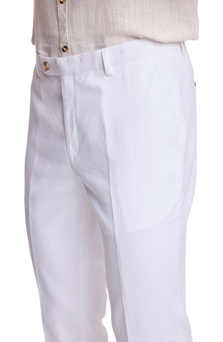 PAISLEY & GRAY Downing Slim Fit Linen Blend Dress Pants, Alternate, color, White Lotus Linen