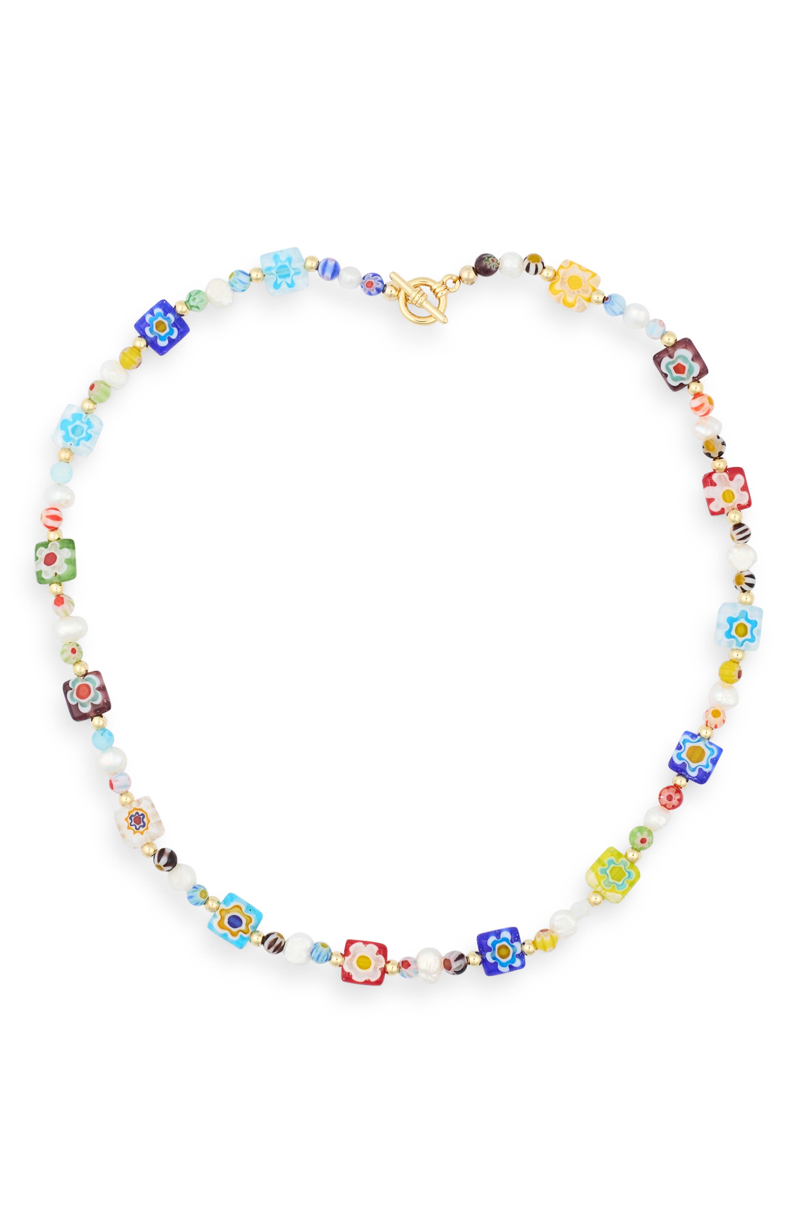 EYE CANDY LOS ANGELES Alma Millefiori Beaded Necklace