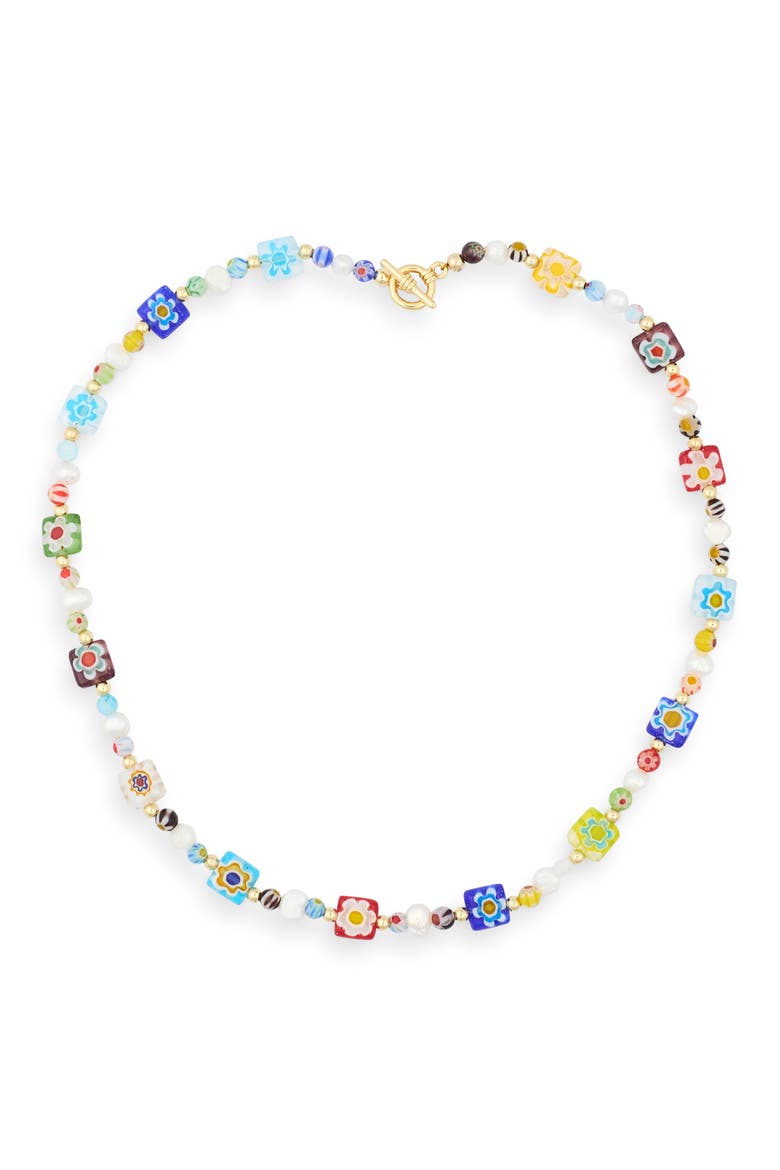 Alma Millefiori Beaded Necklace, Main, color, WHITE MULTI