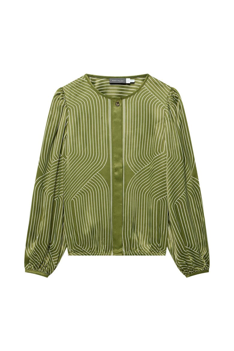 Satin Printed Blouse, Alternate, color, Green