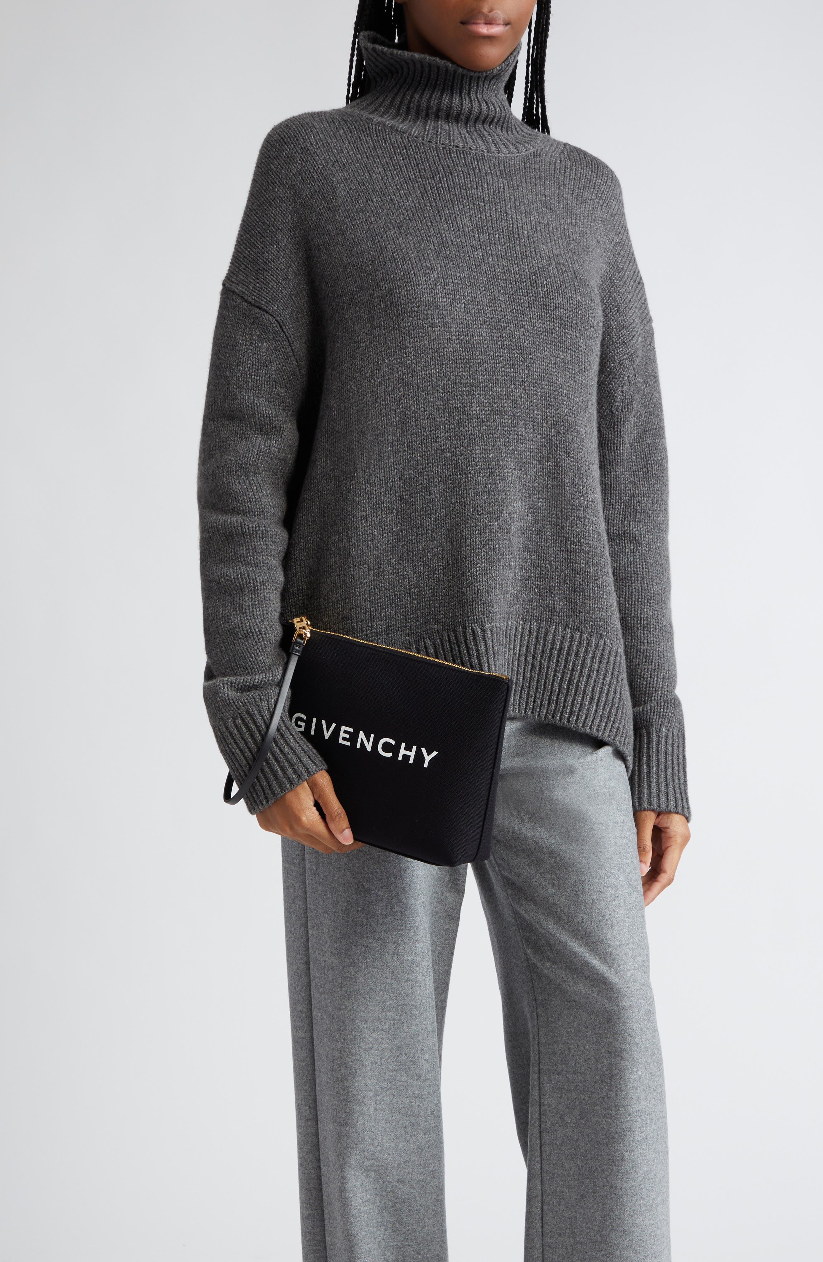 Givenchy Logo Graphic Canvas Travel Pouch, Alternate, color, 
