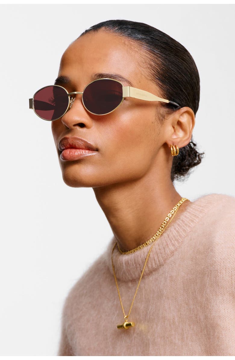 Katie Loxton Siena Oval Sunglasses in Matte Gold And Tortoiseshell, Alternate, color, Matte Gold