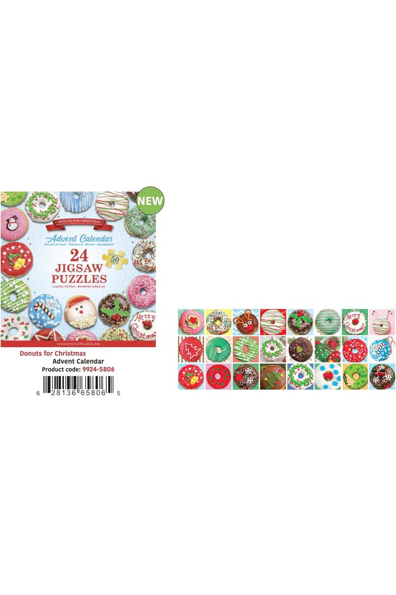Puzzle Advent Calendar Christmas Donuts, Alternate, color, Multicolored
