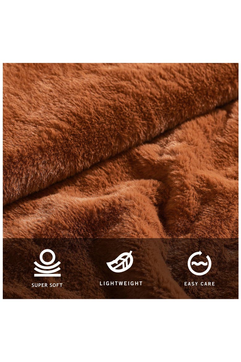 Faux Fur Reversible Throw, Alternate, color, GINGER ORANGE