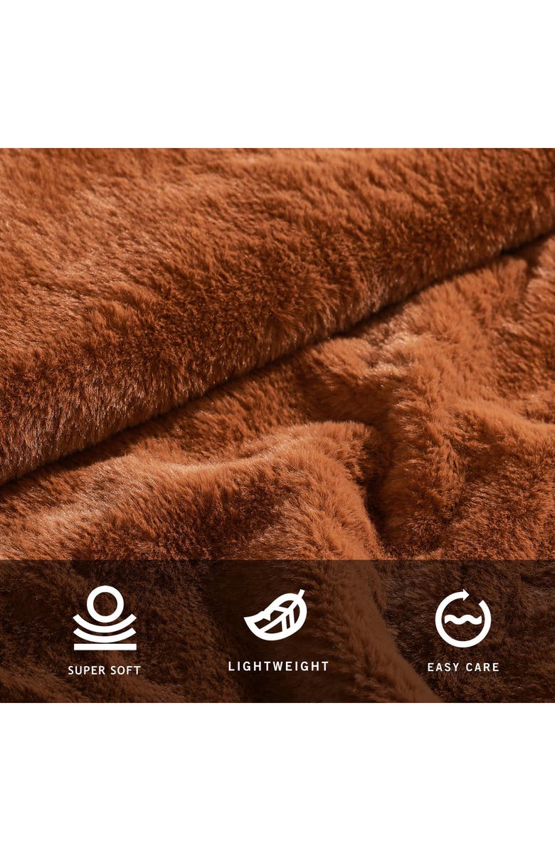 Kenneth Cole Faux Fur Reversible Throw, Alternate, color, Ginger Orange