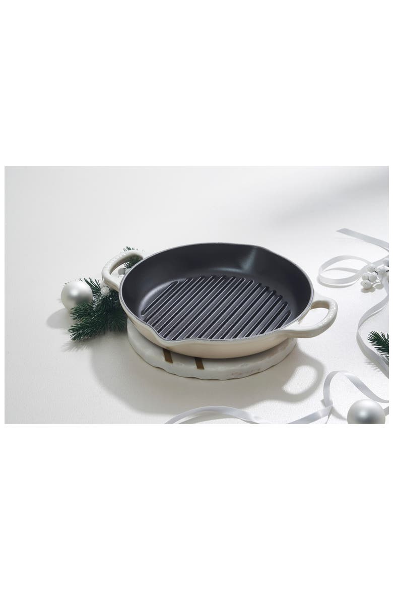 Signature 9.75-Inch Deep Round Enamel Cast Iron Grill Pan, Alternate, color, MERINGUE (HOUSE SPECIAL)