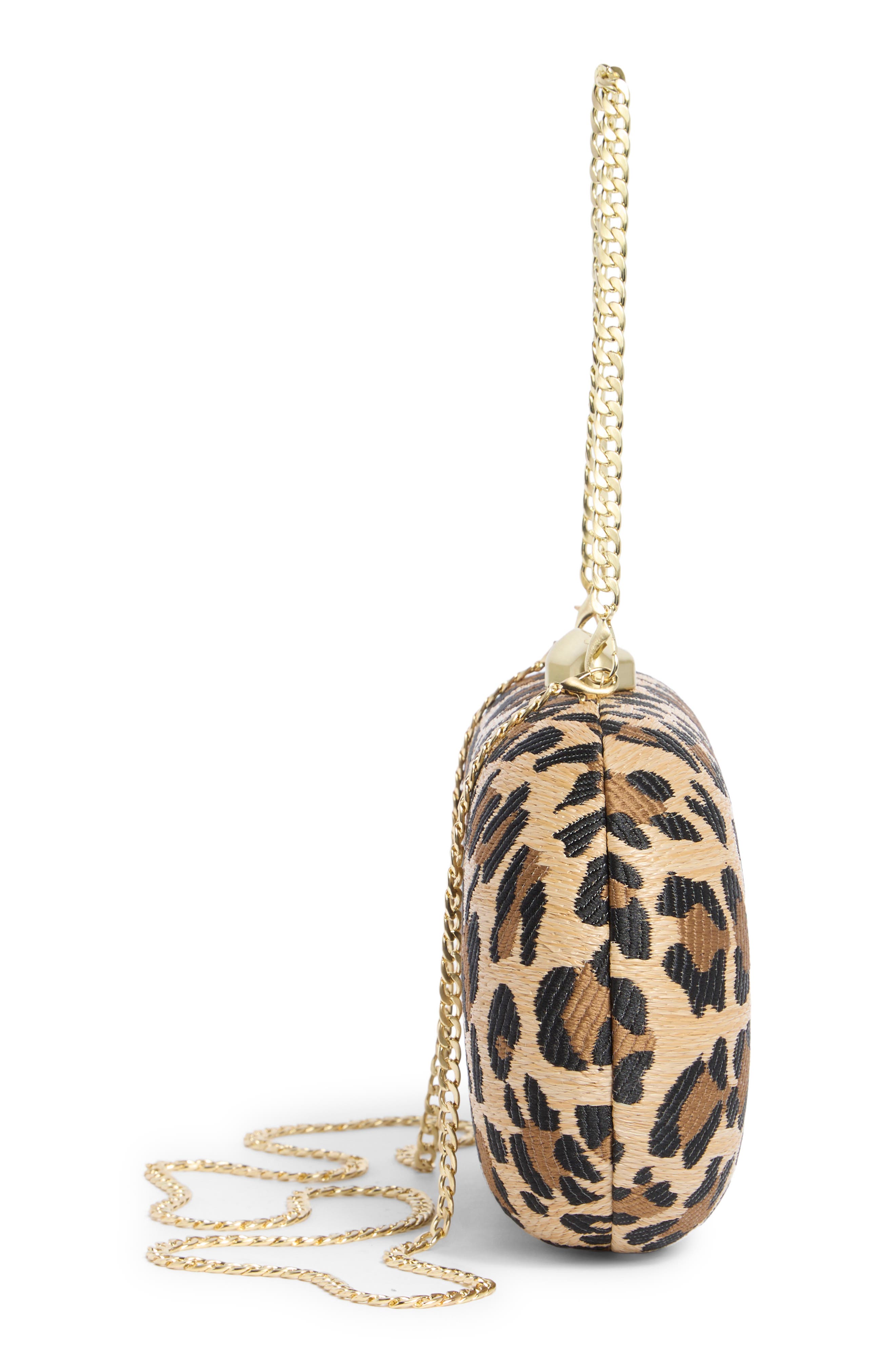 Giselle Woven Clutch, Alternate, color, LEOPARD