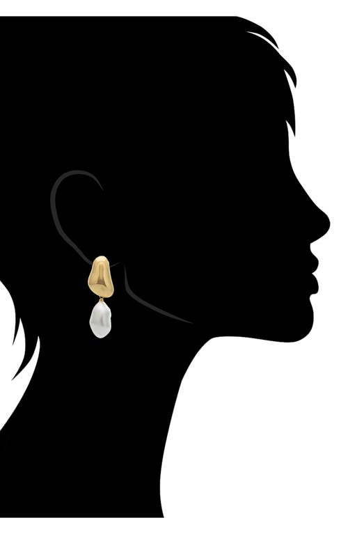 Rivka Friedman 18k Gold Plated Pebble Faux Pearl Drop Earrings In Gold