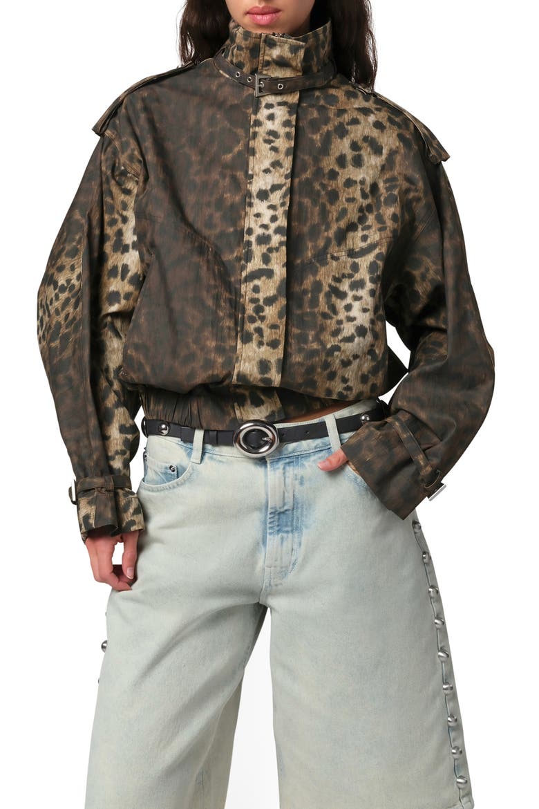 Thea Leopard Print Rain Jacket, Main, color, LEOPARD