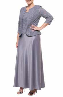 Alex Evenings Embroidered Lace Mock Two-Piece Gown with Jacket