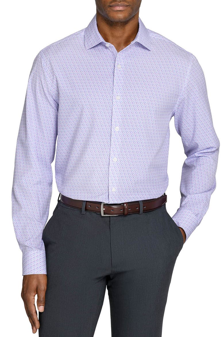 Fain Floral Performance Dress Shirt, Main, color, WHITE/ PURPLE