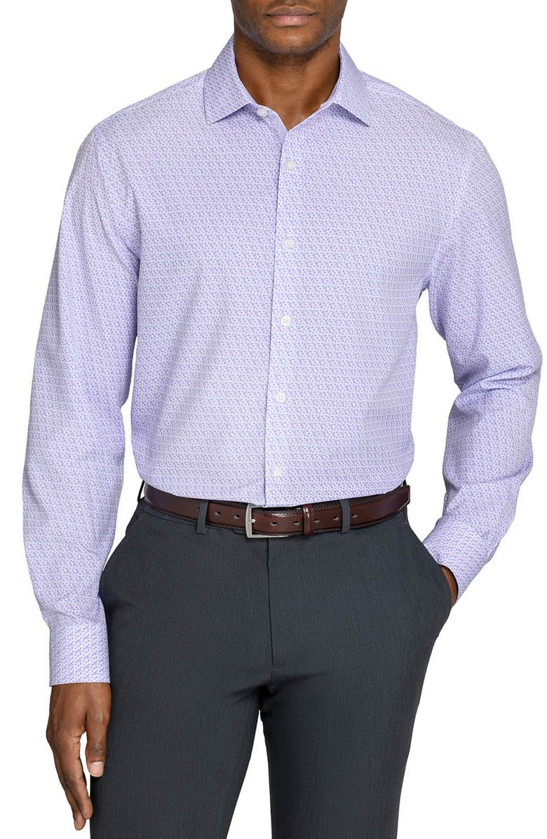 W.R.K Faint Floral Performance Dress Shirt, Main, color, White/ Purple