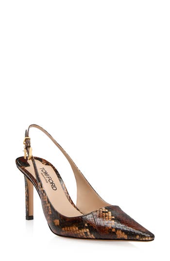 Tom Ford Ayers Pointed Toe Slingback Pump In Brown