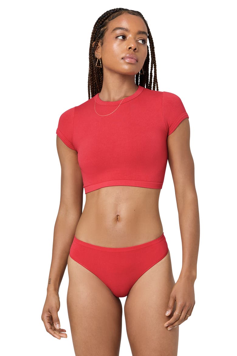 Softie Seamless Rib Baby Tee, Alternate, color, SCARLET