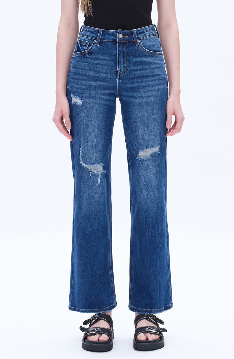 Bayeas Distressed High Waist Wide Leg Jeans, Main, color, 