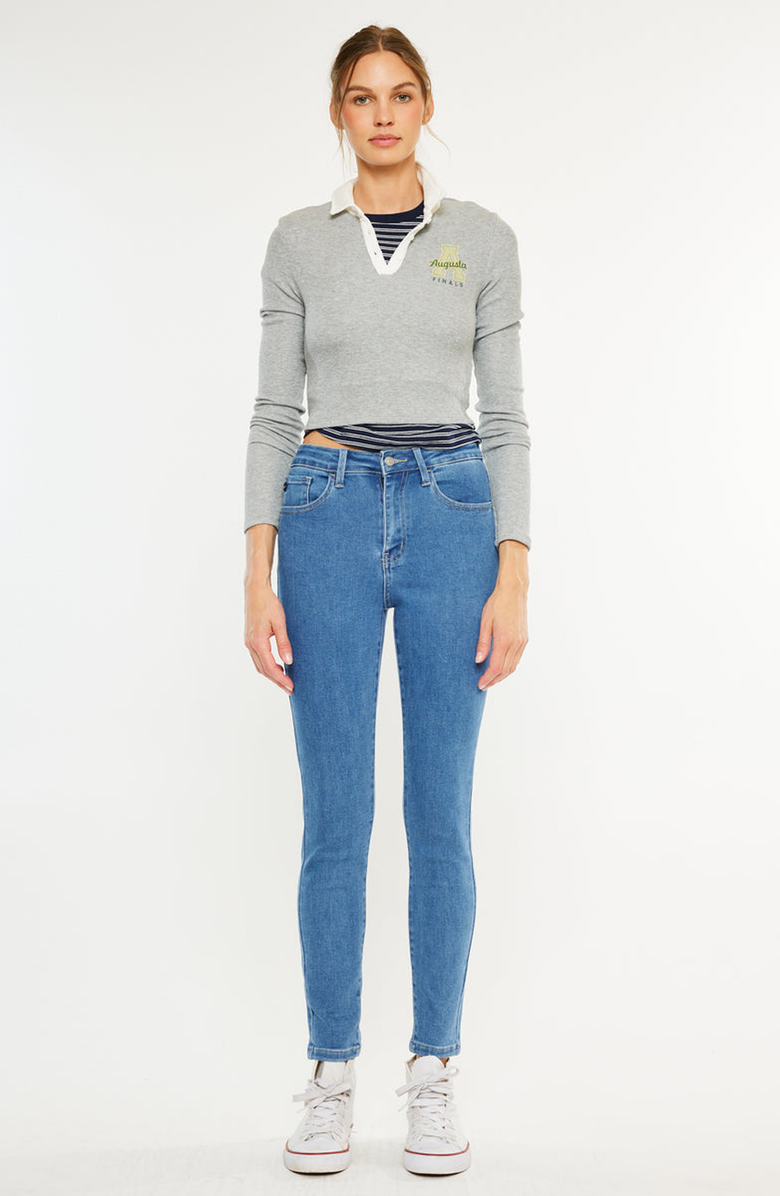 KanCan Bev High Rise Ankle Skinny Jeans, Alternate, color, Medium Wash