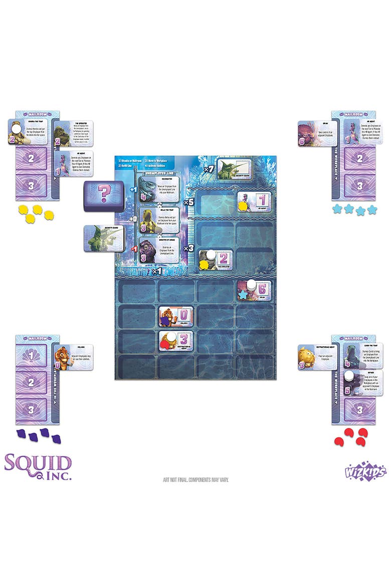 Squid Inc. Strategy Board Game, Ages 14+, 2-4 Players, 60 Min, Alternate, color, Multicolored