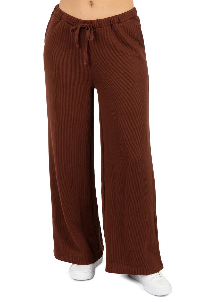 Villa Beach Flatback Rib Wide Leg Pants, Main, color, CAPPUCINO