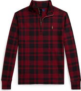 Polo Ralph Lauren Kids' Plaid Cotton Interlock Quarter Zip Pullover