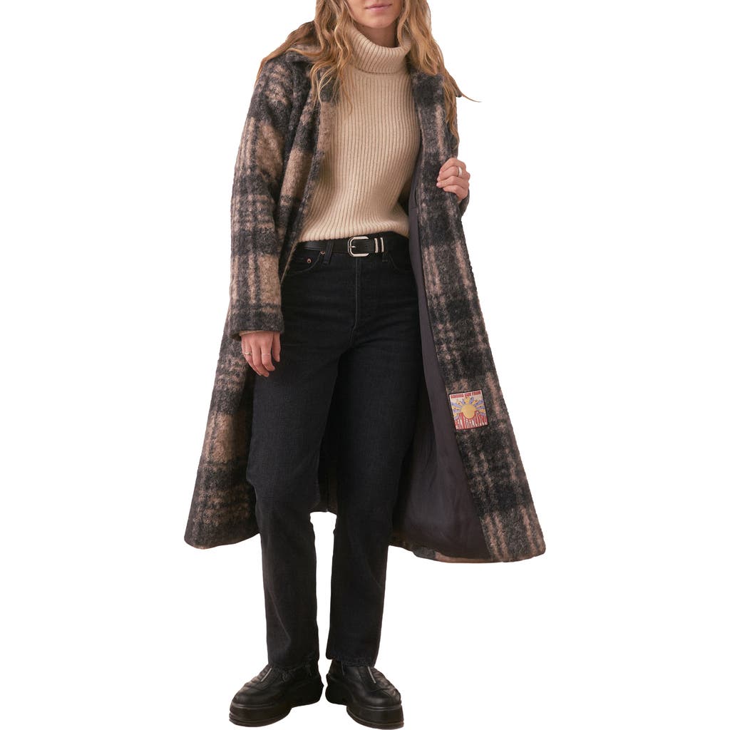 Marine Layer Aspen Plaid Coat In Black/oat Plaid