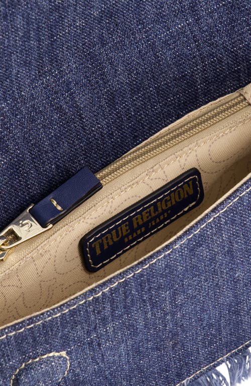 True Religion Frayed Denim Flap Crossbody Bag