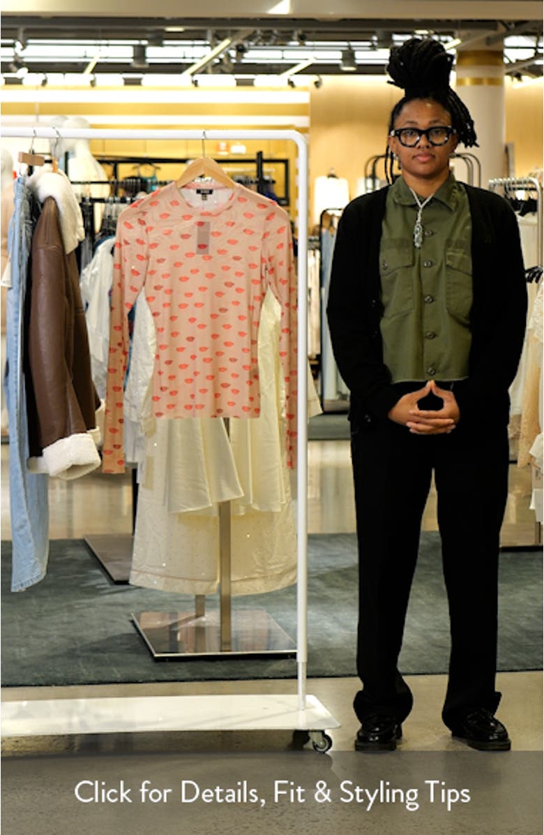 Zadie Print Turtleneck Mesh Top, sales video thumbnail