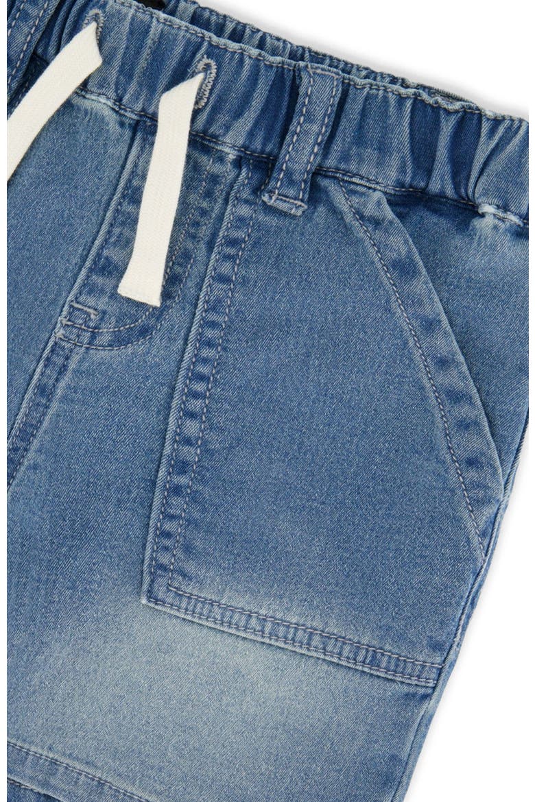 French Terry Elastic Waist Drawstring Denim Shorts, Alternate, color, Light Blue Denim