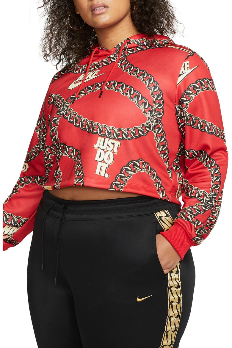 Sportswear Crop Hoodie, Main, color, UNIVERSITY RED/ UNIVERSITY RED