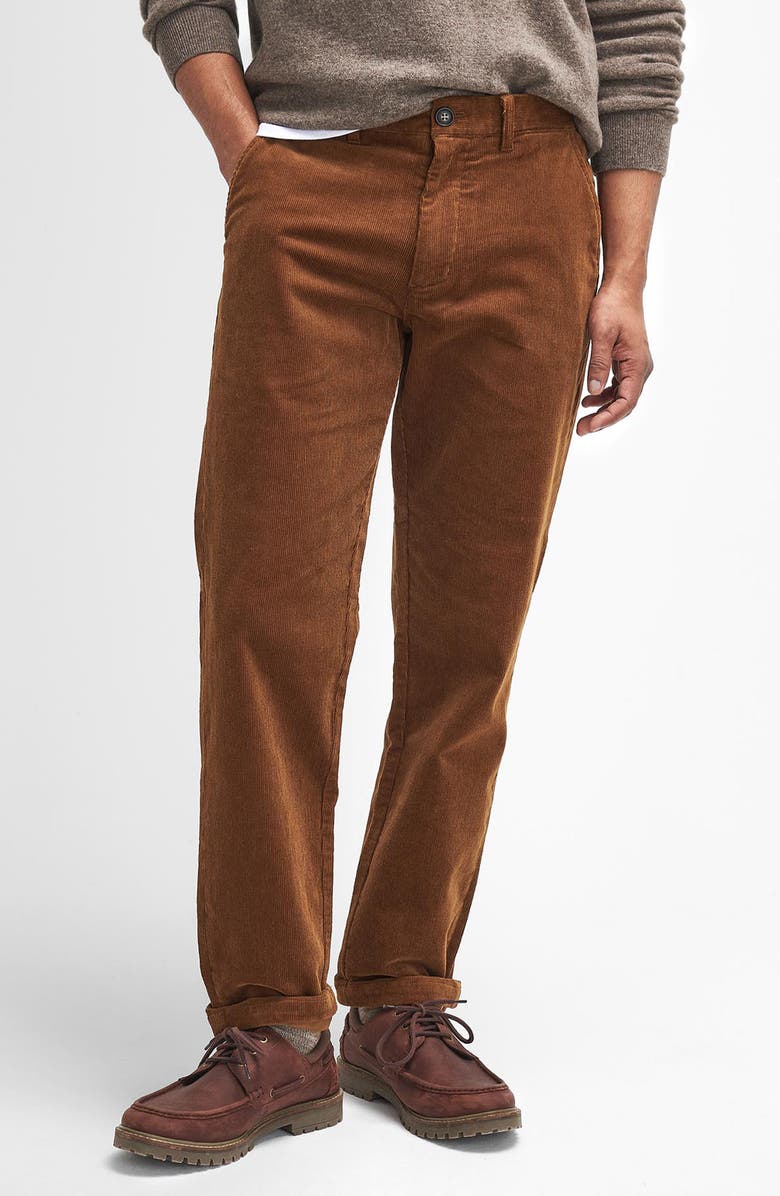 Barbour Corduroy Tailored Fit Pants, Main, color, Dark Honey