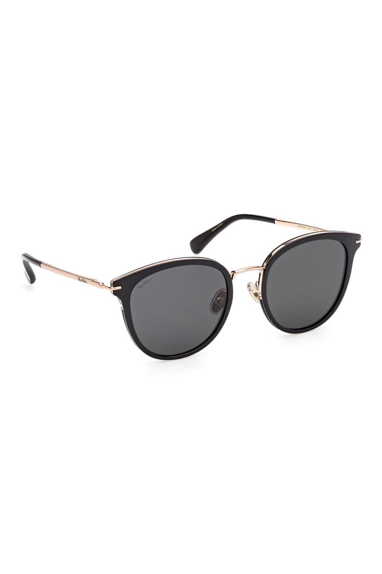 55mm Round Sunglasses, Alternate, color, SHINY BLACK / SMOKE