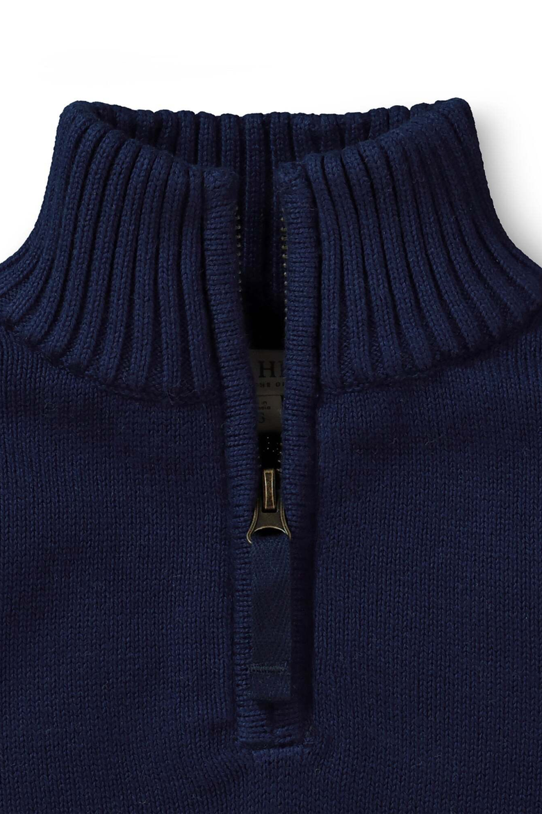 Kids' Organic Half Zip Elbow Patch Sweater, Alternate, color, Navy
