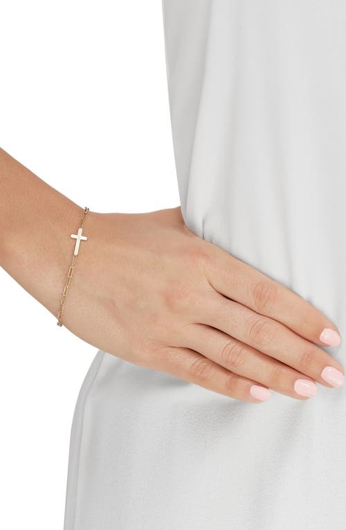 Frankie & Zoe Paper Clip Chain Cross Charm Bracelet In Gold