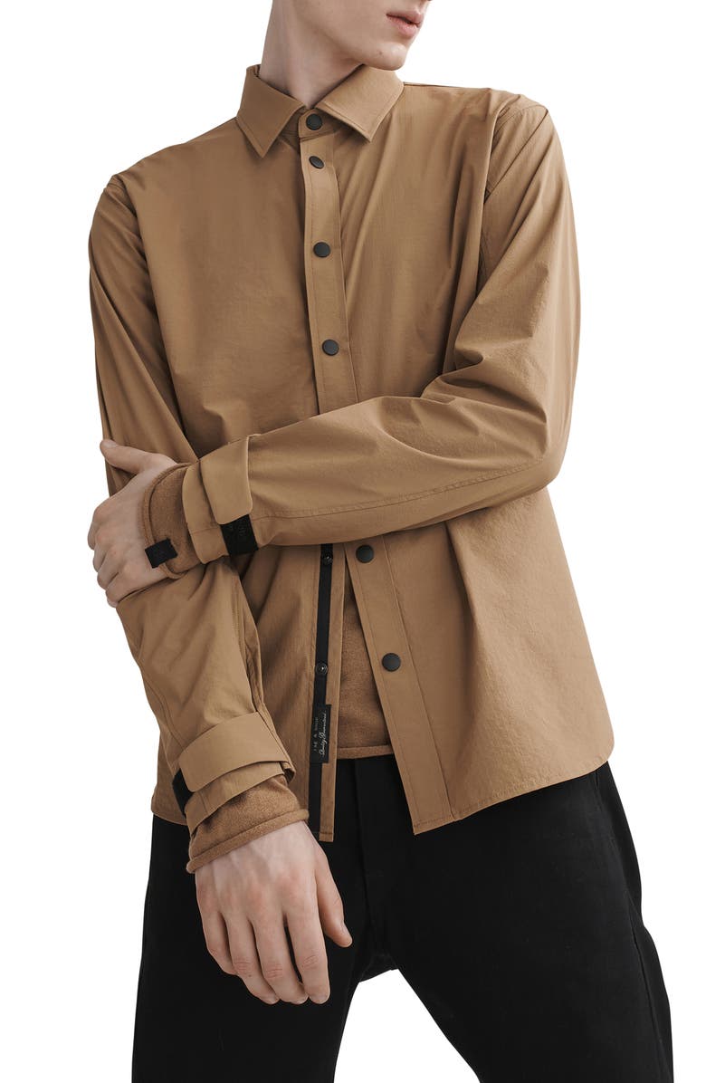 rag & bone Flyweight Ripstop Snap-Up Shirt, Main, color, Ermine