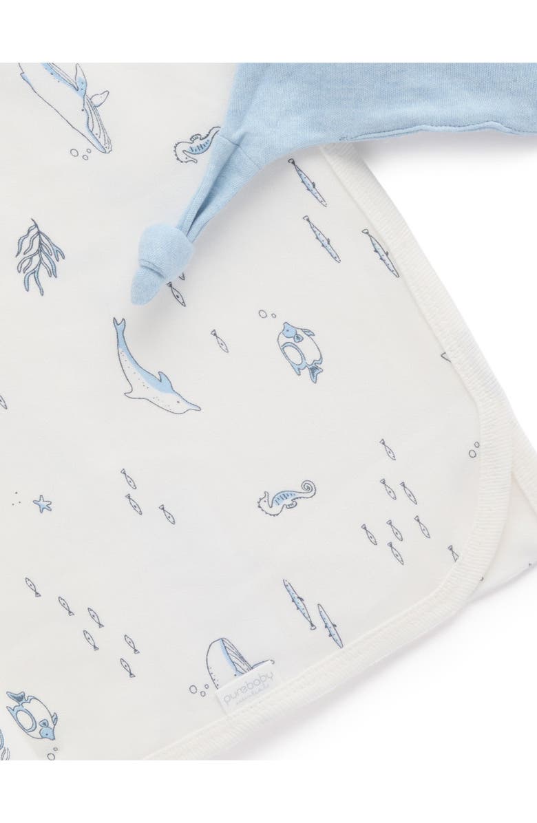 Purebaby Stretch Swaddle & Lovey Gift Pack, Alternate, color, Vanilla Nautical