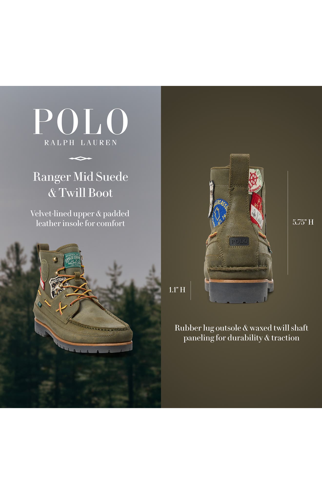 Polo Ralph Lauren Ranger Patch Work Boot, Alternate, color, 