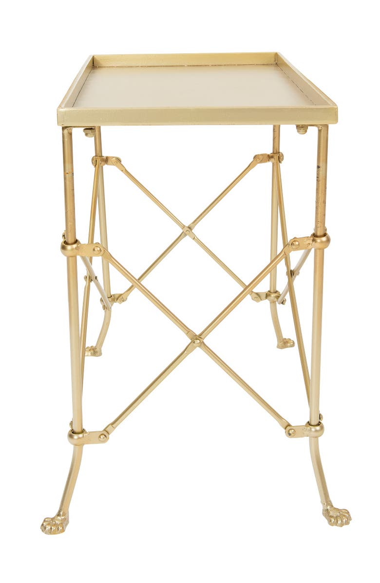Storied Home Vintage Rectangular Metal End Table with Claw Feet, Gold, Alternate, color, Gold
