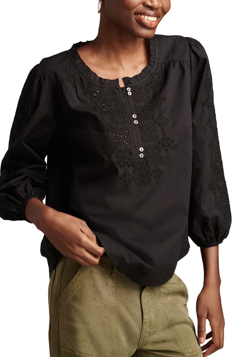 Lucky Brand Eyelet Peasant Top, Alternate, color, 