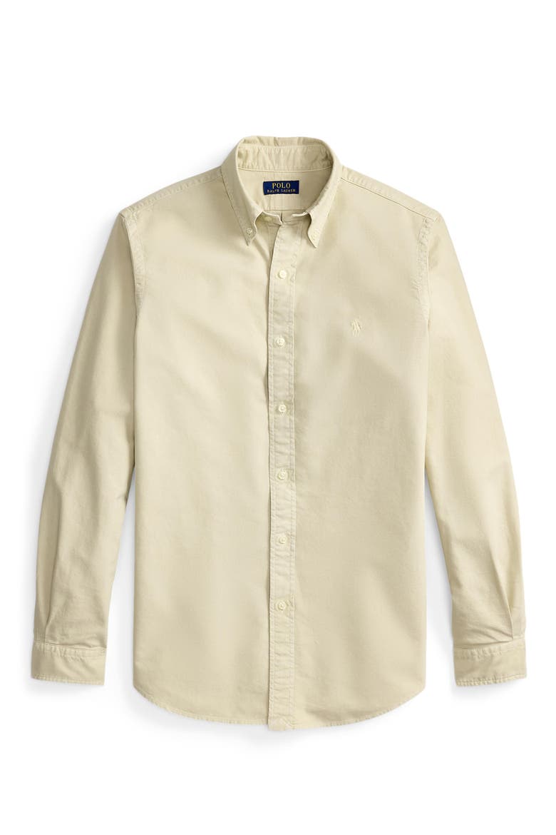 Garment-Dyed Long Sleeve Oxford Shirt, Alternate, color, BEIGE