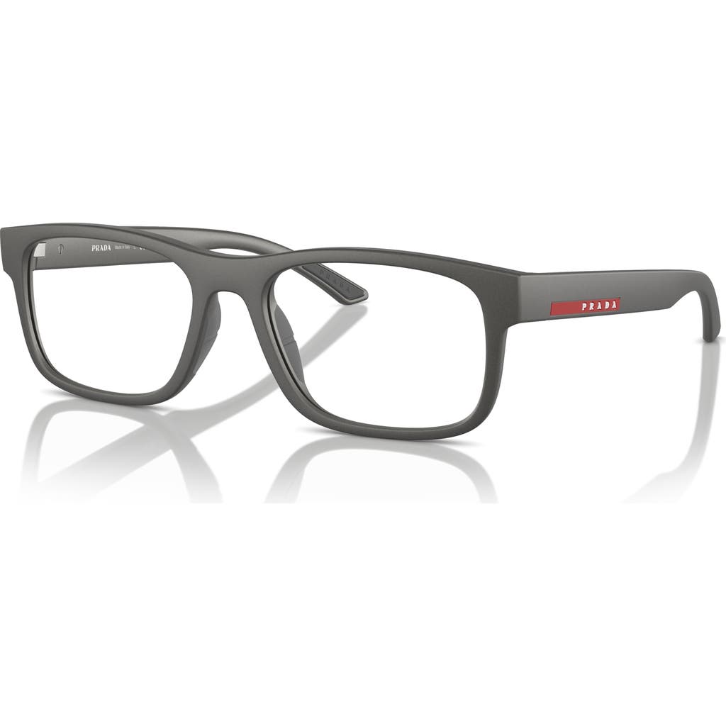 Prada Linea Rossa 52mm Rectangle Optical Glasses In Gray