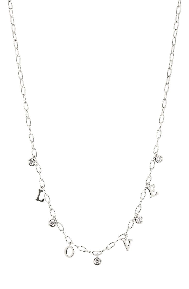 Nadri Love Shaky Station Necklace, Main, color, Rhodium