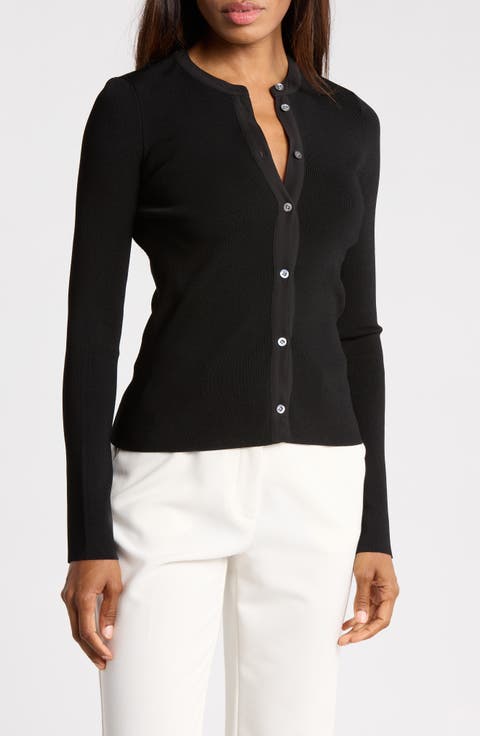 Compact Rib Fitted Cardigan