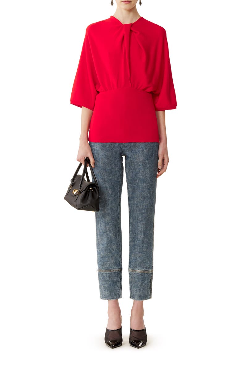 Lanvin Merino Wool Sweater With Bow Detail, Alternate, color, Poppy Red