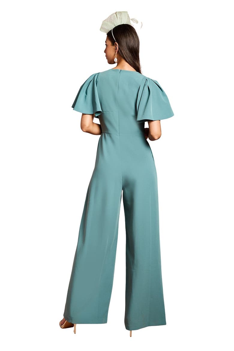 Flutter Sleeve Plunge Jumpsuit, Alternate, color, Sage